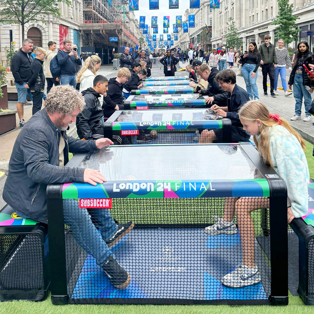 SubSoccer bench soccer game played at a UEFA London event in 2024