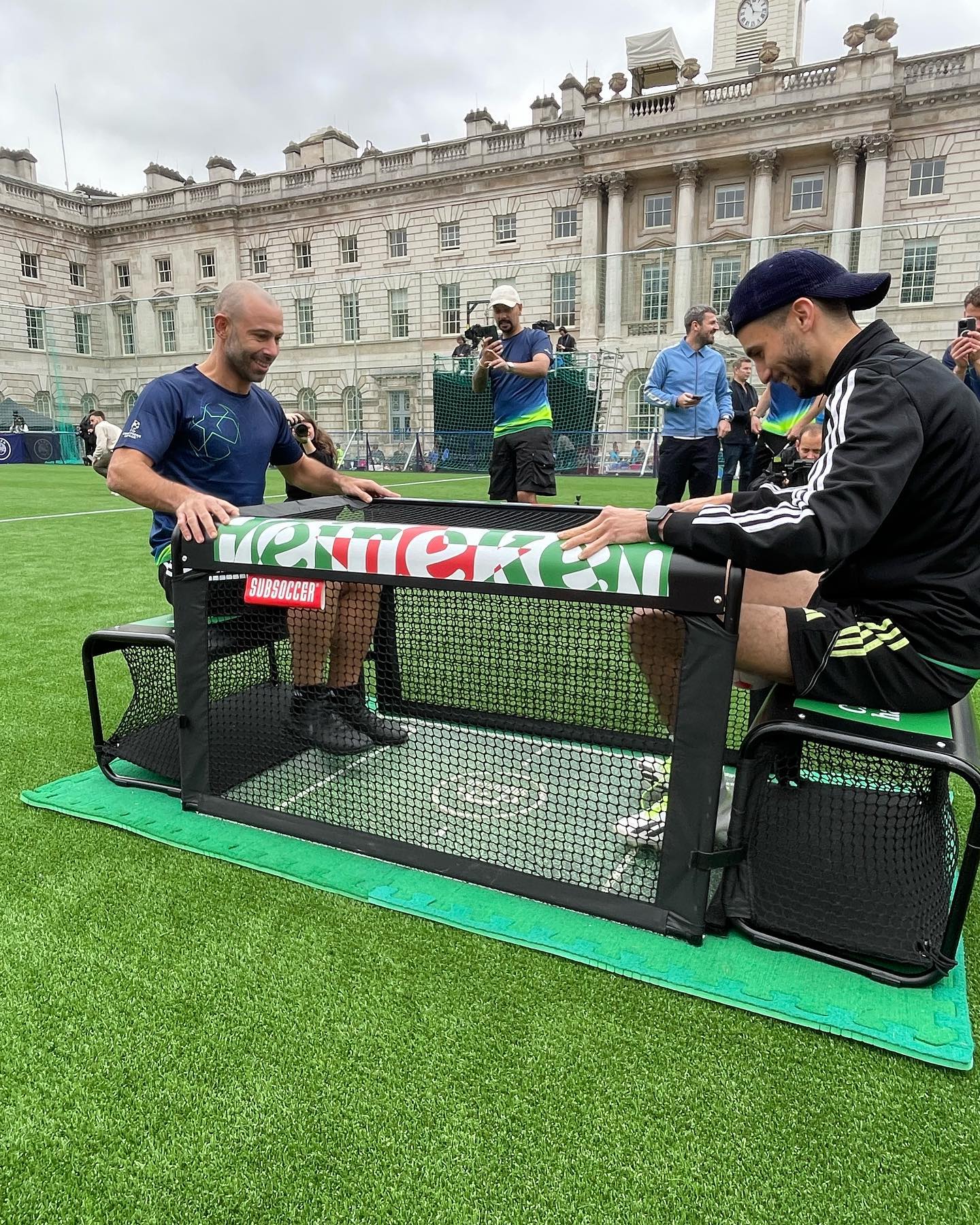 SubSoccer bench soccer game being played outdoors at Somerset House London during a public event