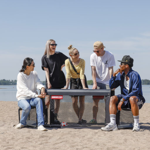 SubSoccer S3 lightweight portable bench soccer table set up outdoors for beach entertainment