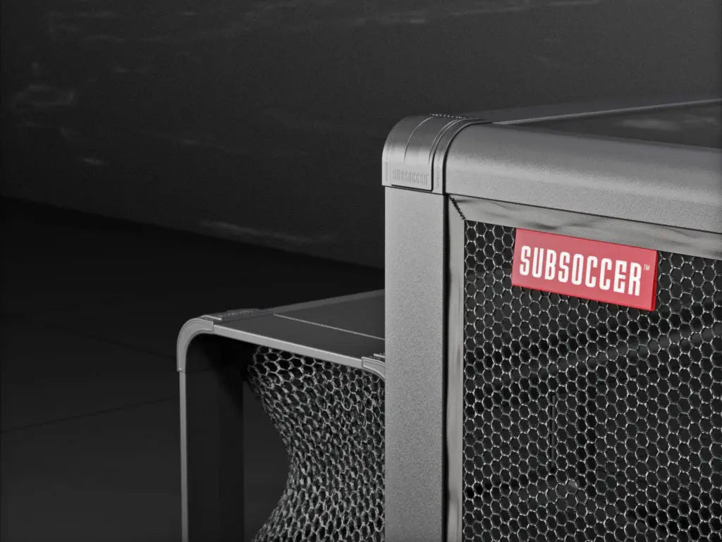 Overhead view of SubSoccer S7 bench soccer table showing full dimensions and playing surface